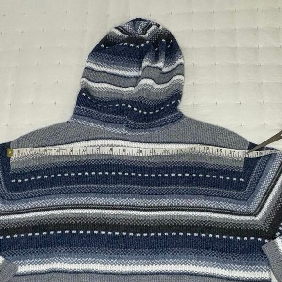 VTG Dressbarn Fair Isle Full Zip Hoodie Sweater Women's M Blue Gray White - Picture 10 of 12